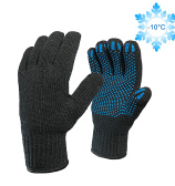 Одинарные полушерстяные перчатки (15% шерсть + 85% акрил) с ПВХ «Точка», 7.5 класс, черные